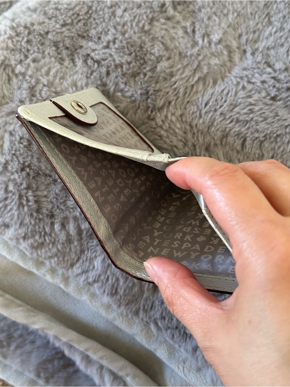 kate spade silver glitter compact slim bi-fold wallet with coin purse - Picture 10 of 12